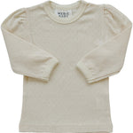 Mebie Baby Cream Pointelle Long Sleeve Tee - 