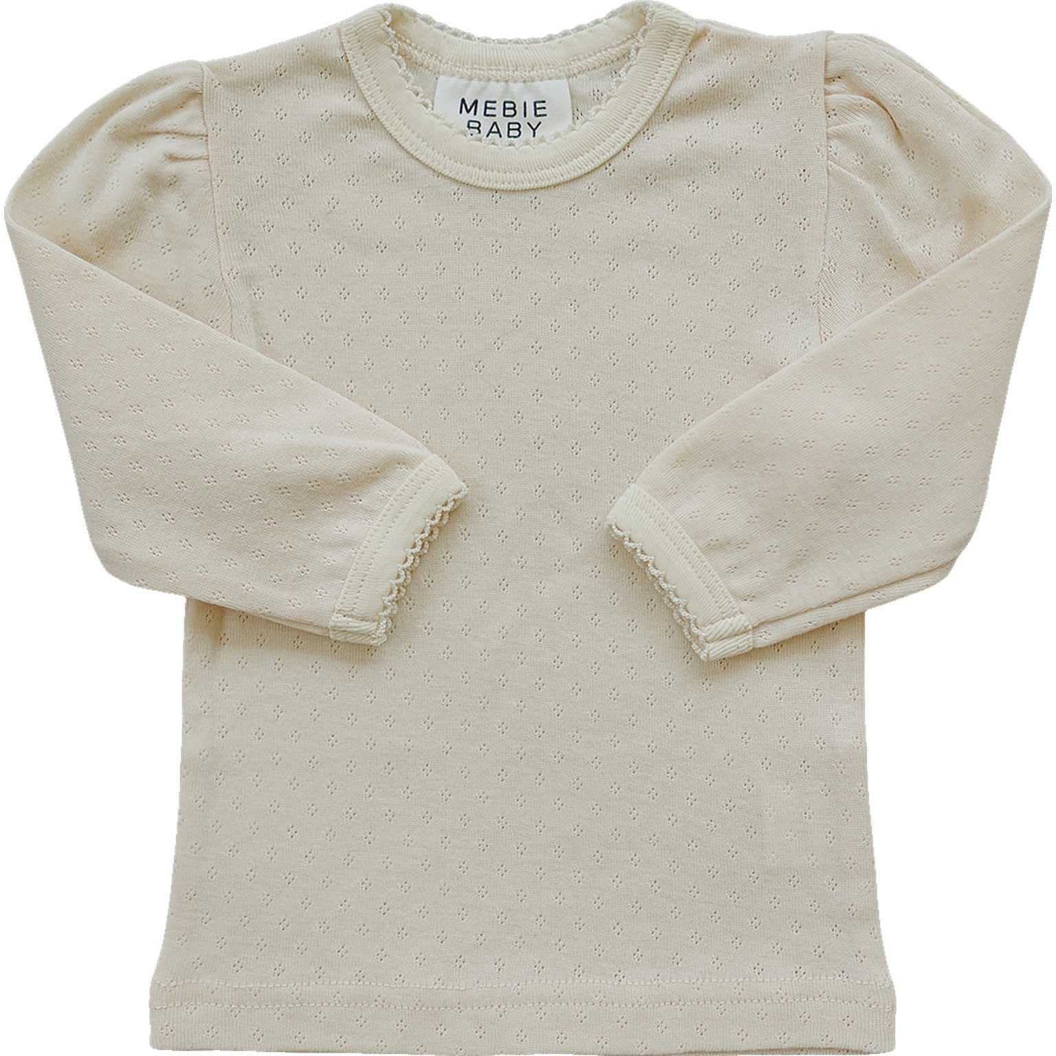 Mebie Baby Cream Pointelle Long Sleeve Tee - 