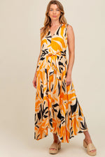Cream Printed Pleated Maternity Maxi Dress - Yellow, Day Dress, Orange, One-piece garment, Photo shoot | Everetts Place