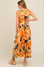 PinkBlush Cream Printed Pleated Maternity Maxi Dress - 