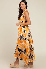 Cream Printed Pleated Maxi Dress - Yellow, Day Dress, One-piece garment, Cocktail dress, Fashion Model | Everetts Place