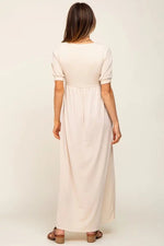 PinkBlush Cream Puff Sleeve Maxi Dress - 