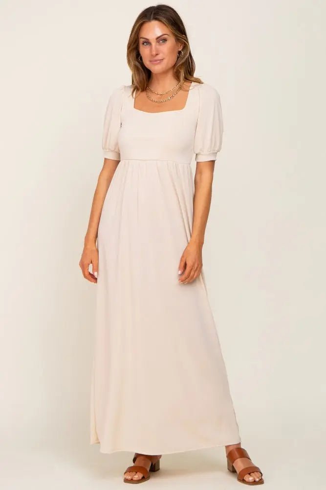 PinkBlush Cream Puff Sleeve Maxi Dress - 
