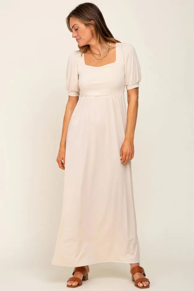PinkBlush Cream Puff Sleeve Maxi Dress - 