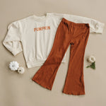 Little Joy Co. Cream Pumpkin Graphic Cozy Crewneck Sweatshirt for Kids - Everetts Place Boutique - 