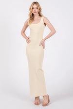 Cream Rib Knit Maxi Dress - Neck, One-piece garment, Dress, Waist, Cocktail dress | Everetts Place