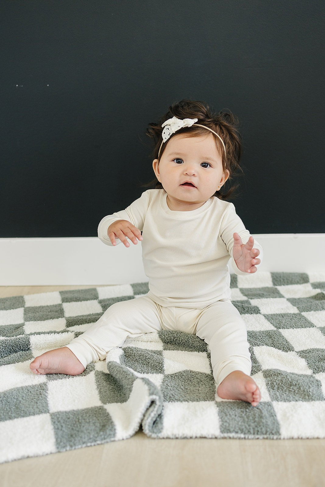 Mebie Baby Cream Ribbed Bamboo Cozy Set For Babies And Toddlers Sleepwear By Mebie Baby - 