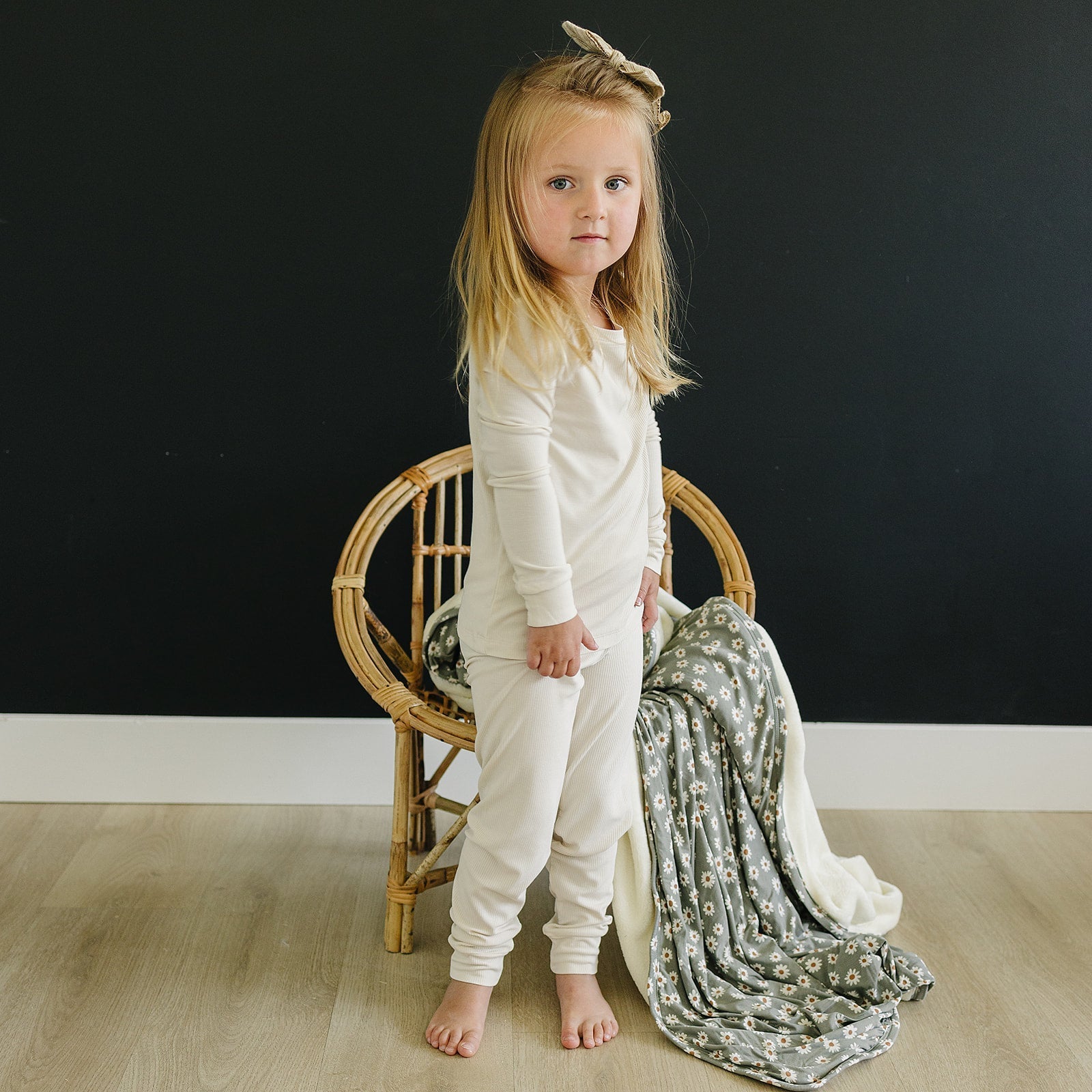 Mebie Baby Cream Ribbed Bamboo Cozy Set For Babies And Toddlers Sleepwear By Mebie Baby - 