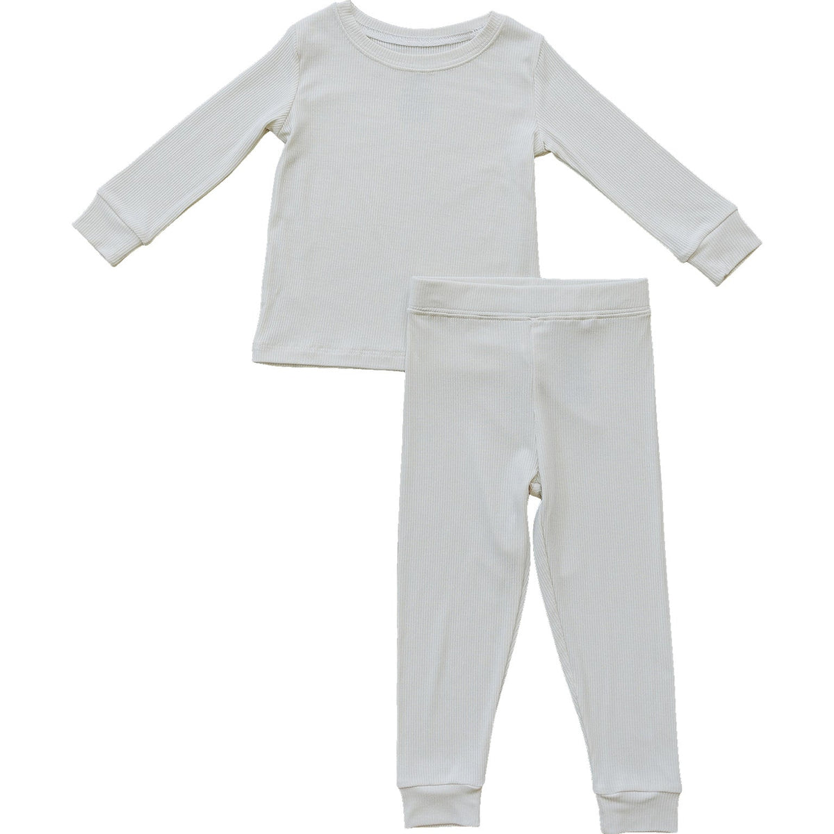 Mebie Baby Cream Ribbed Bamboo Cozy Set For Babies And Toddlers Sleepwear By Mebie Baby - 