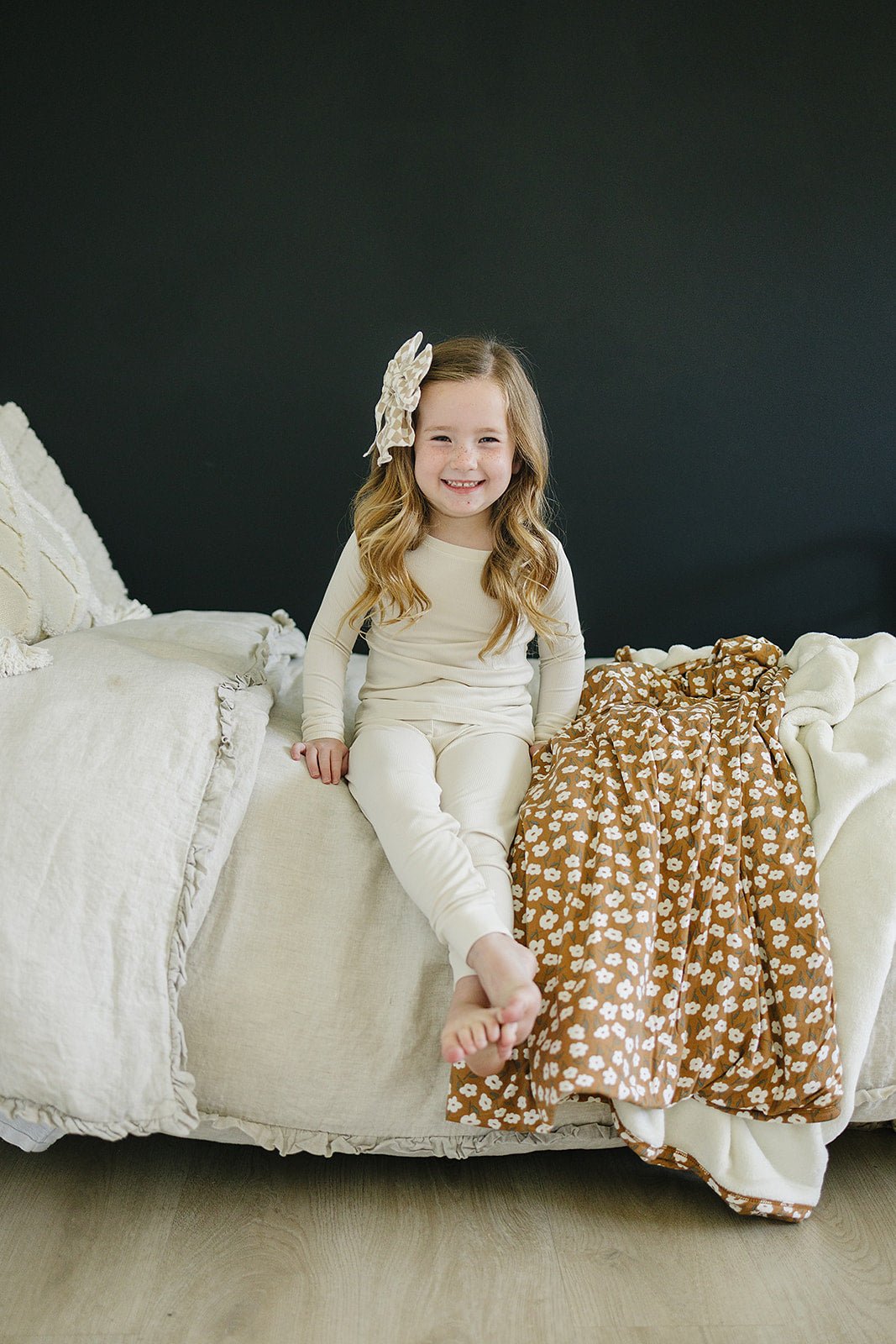 Mebie Baby Cream Ribbed Bamboo Cozy Set For Babies And Toddlers Sleepwear By Mebie Baby - 