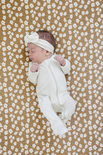 Mebie Baby Cream Ribbed Bamboo Head Wrap - 