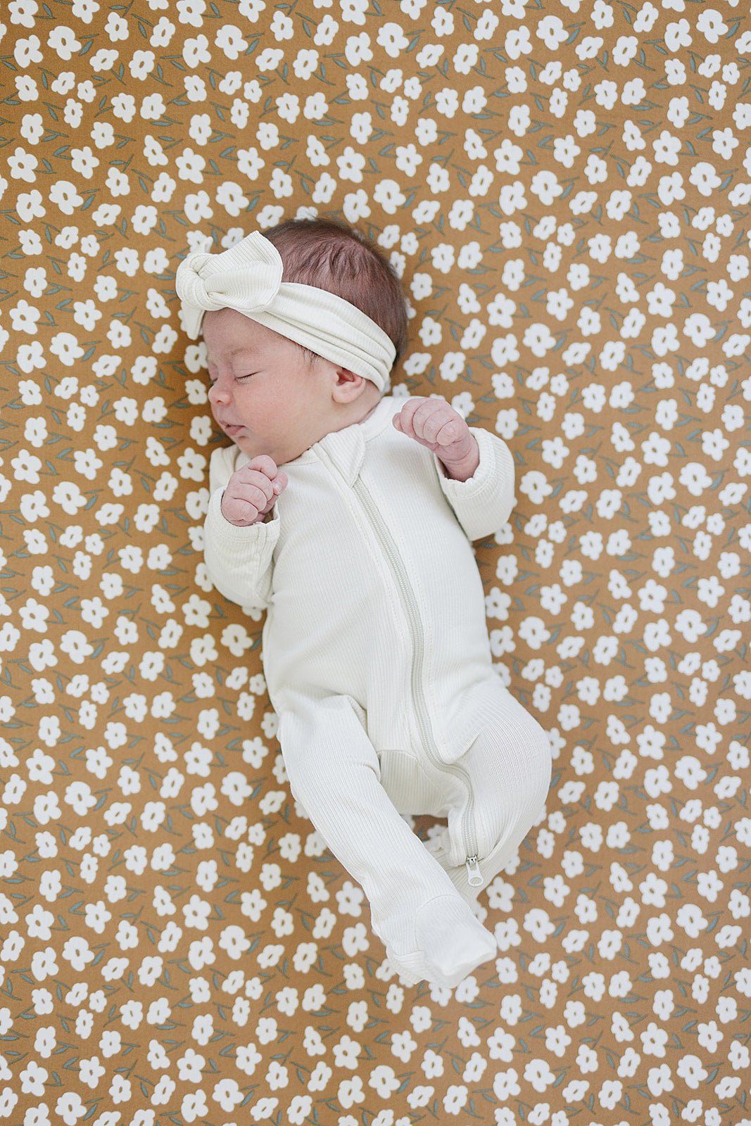 Mebie Baby Cream Ribbed Bamboo Head Wrap - 