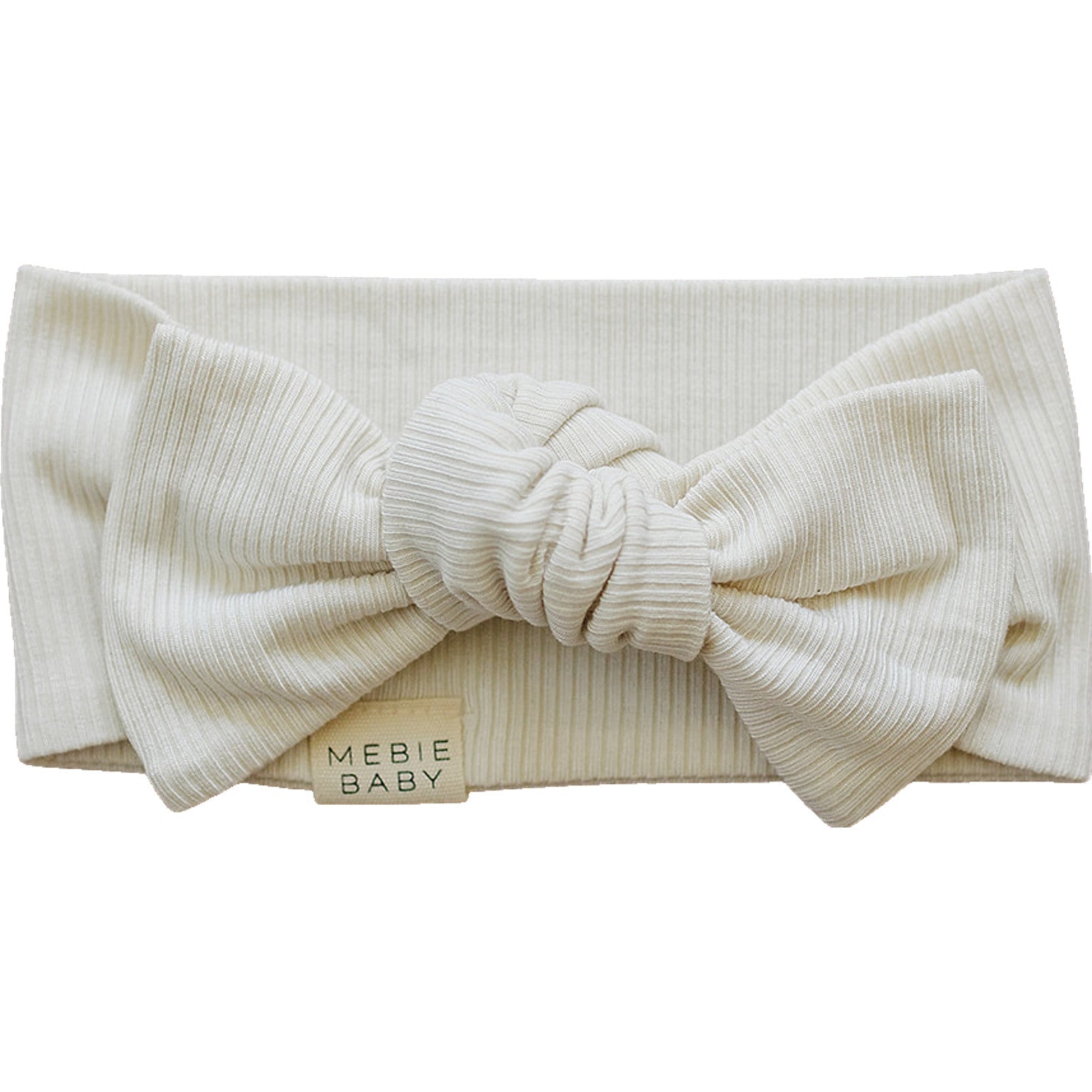 Mebie Baby Cream Ribbed Bamboo Head Wrap - 