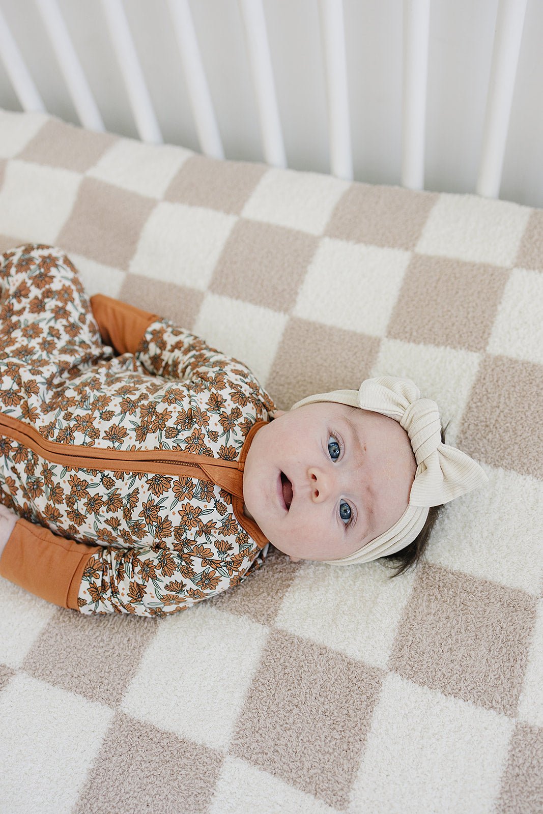 Mebie Baby Cream Ribbed Bamboo Head Wrap - 