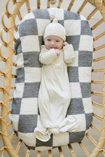 Mebie Baby Cream Ribbed Bamboo Knot Gown - 