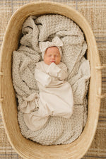 Mebie Baby Cream Ribbed Bamboo Knot Gown - 