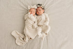 Mebie Baby Cream Ribbed Bamboo Knot Gown - 