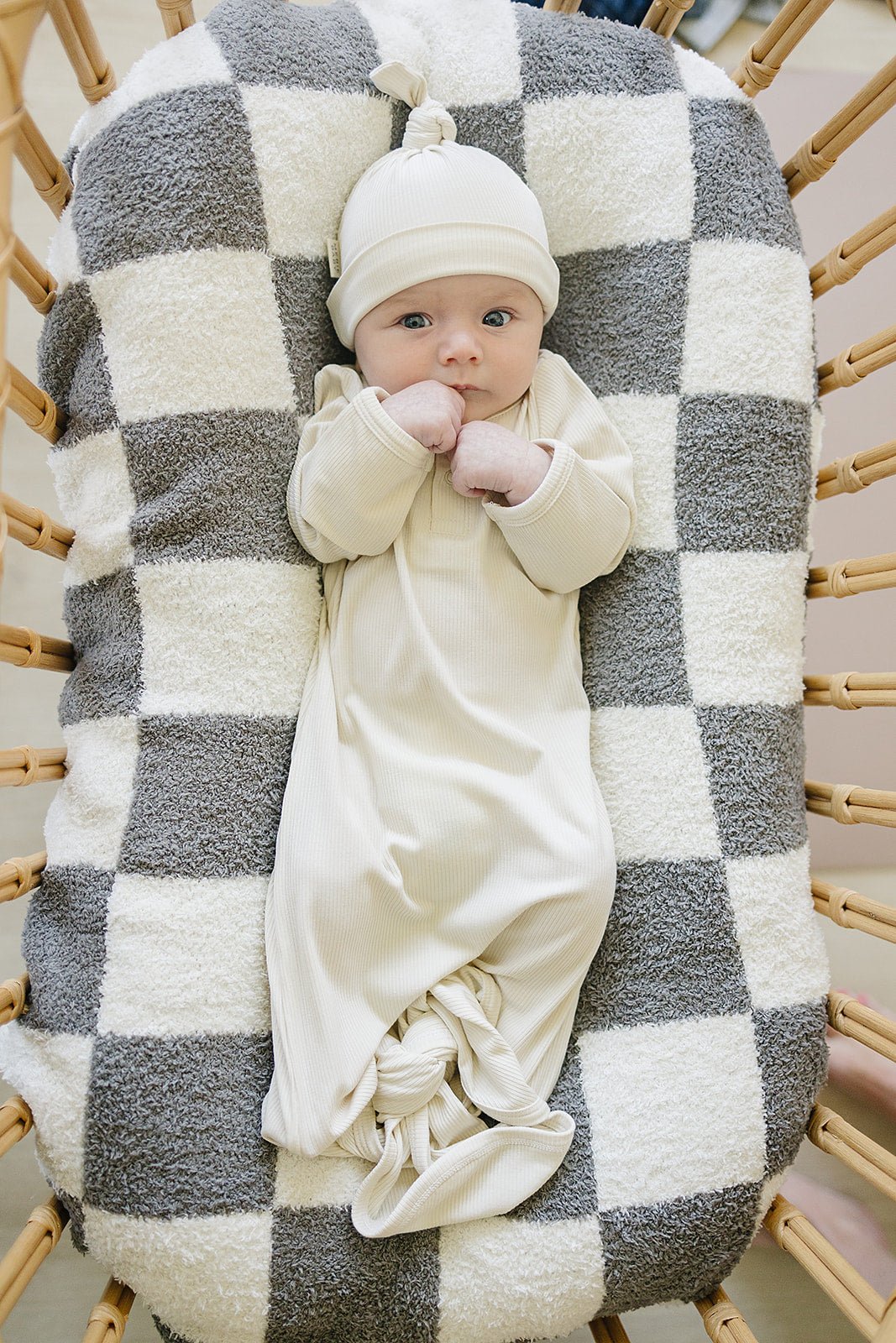 Mebie Baby Cream Ribbed Bamboo Rayon Newborn Knot Hat Mebie Baby (view 2 of 2)