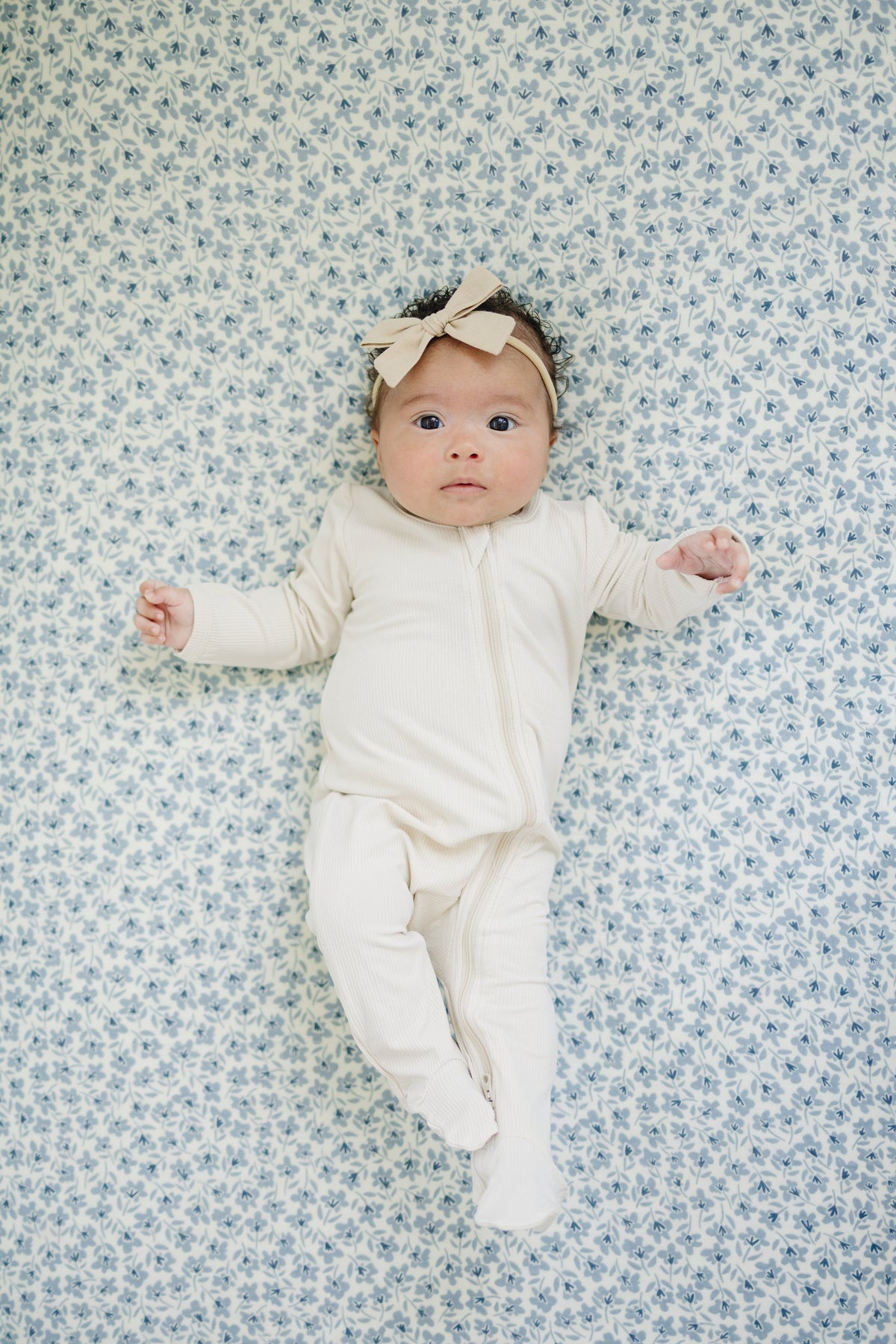 Mebie Baby Cream Ribbed Bamboo Zipper - 
