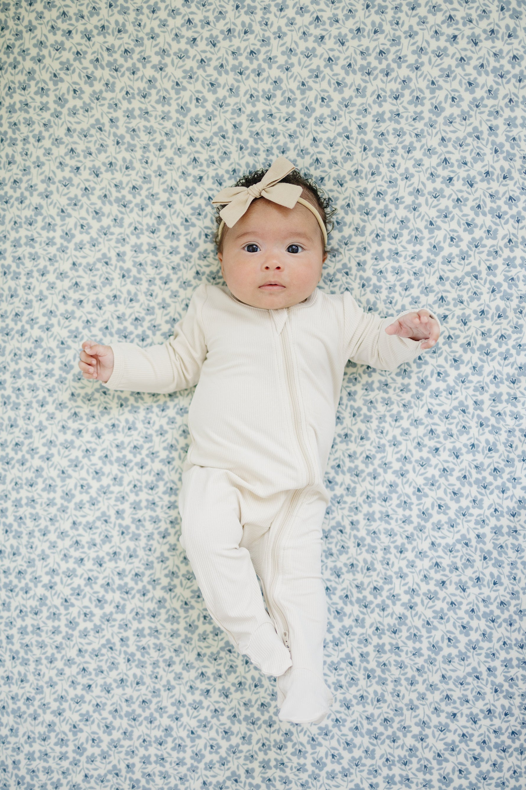 Mebie Baby Cream Ribbed Bamboo Zipper - 