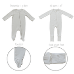 Mebie Baby Cream Ribbed Bamboo Zipper - 
