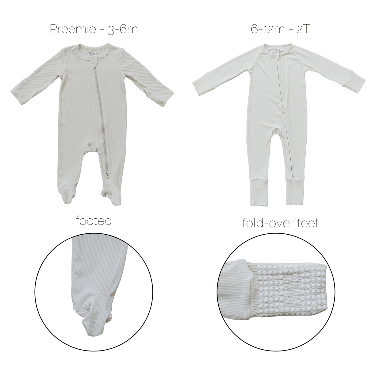 Mebie Baby Cream Ribbed Bamboo Zipper (view 2 of 15)
