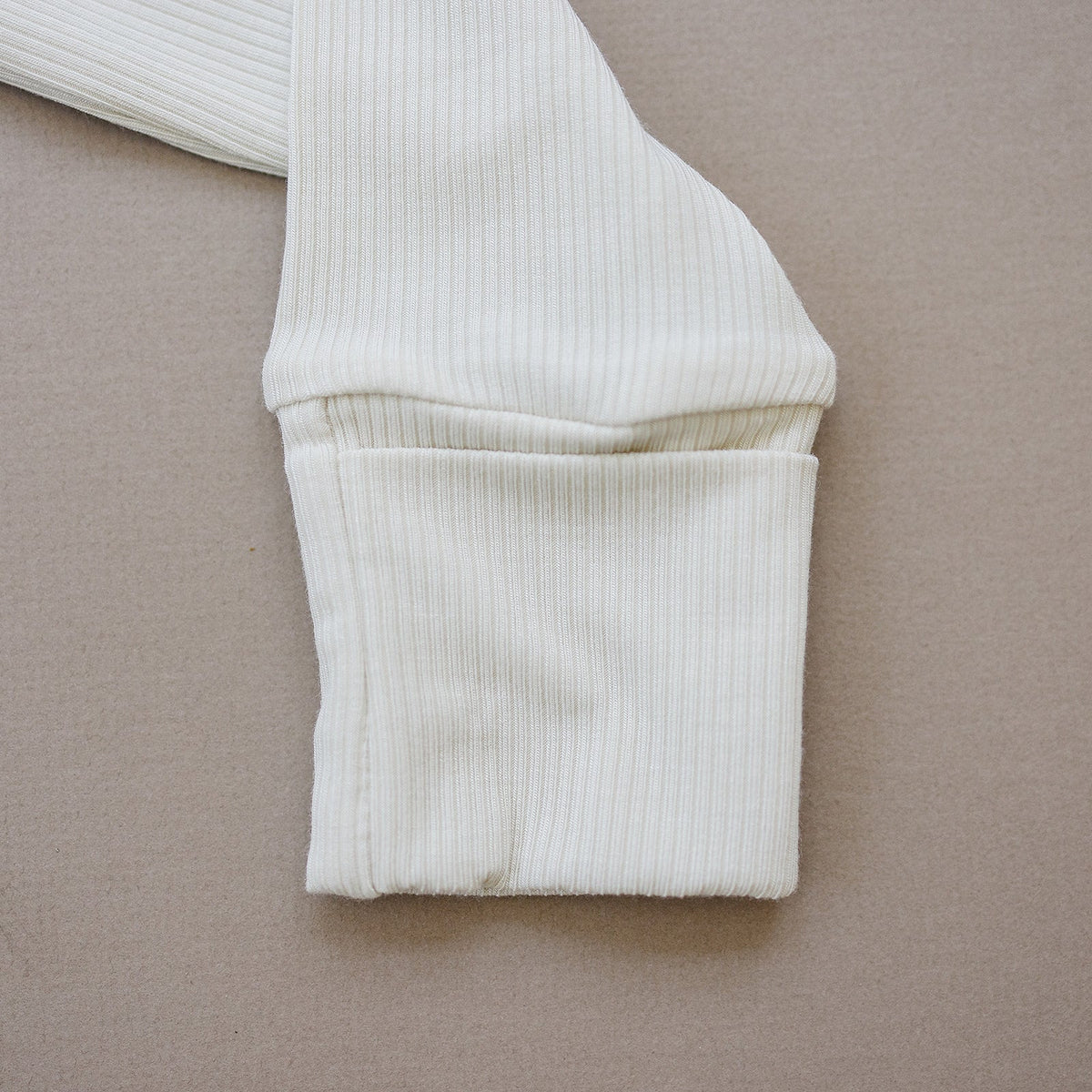 Mebie Baby Cream Ribbed Bamboo Zipper - 