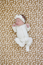 Mebie Baby Cream Ribbed Bamboo Zipper - 