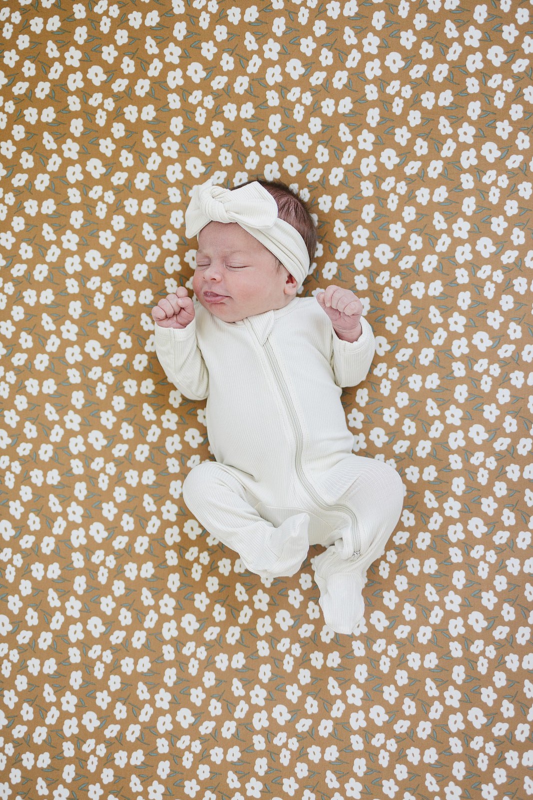Mebie Baby Cream Ribbed Bamboo Zipper - 