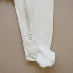 Mebie Baby Cream Ribbed Bamboo Zipper - 
