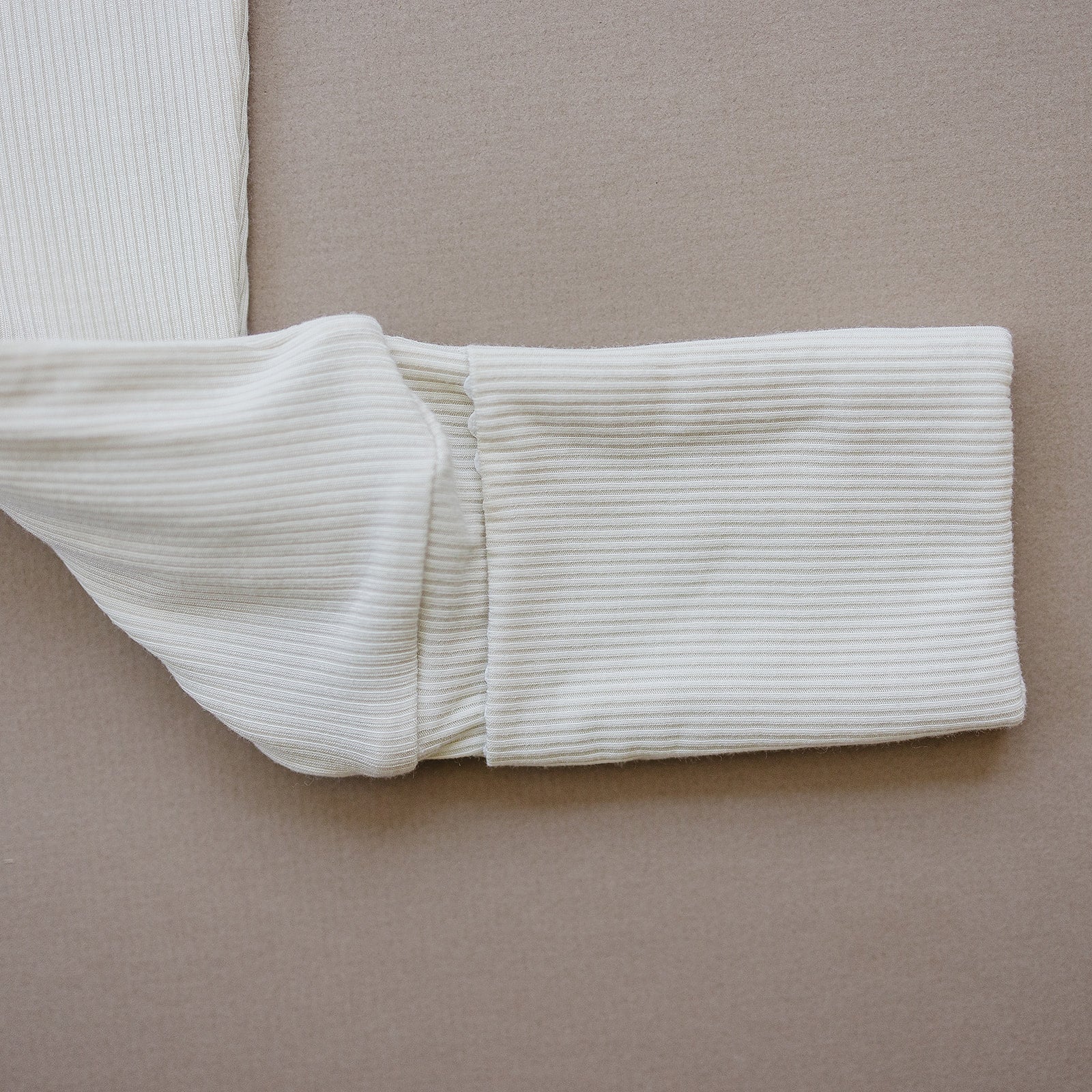 Mebie Baby Cream Ribbed Bamboo Zipper - 