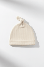 Little Mae & Co Cream Waffle Knit Newborn Baby Knot Hat - 