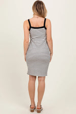 PinkBlush Cream/Black Striped Sleeveless Bodycon Knit Dress - 