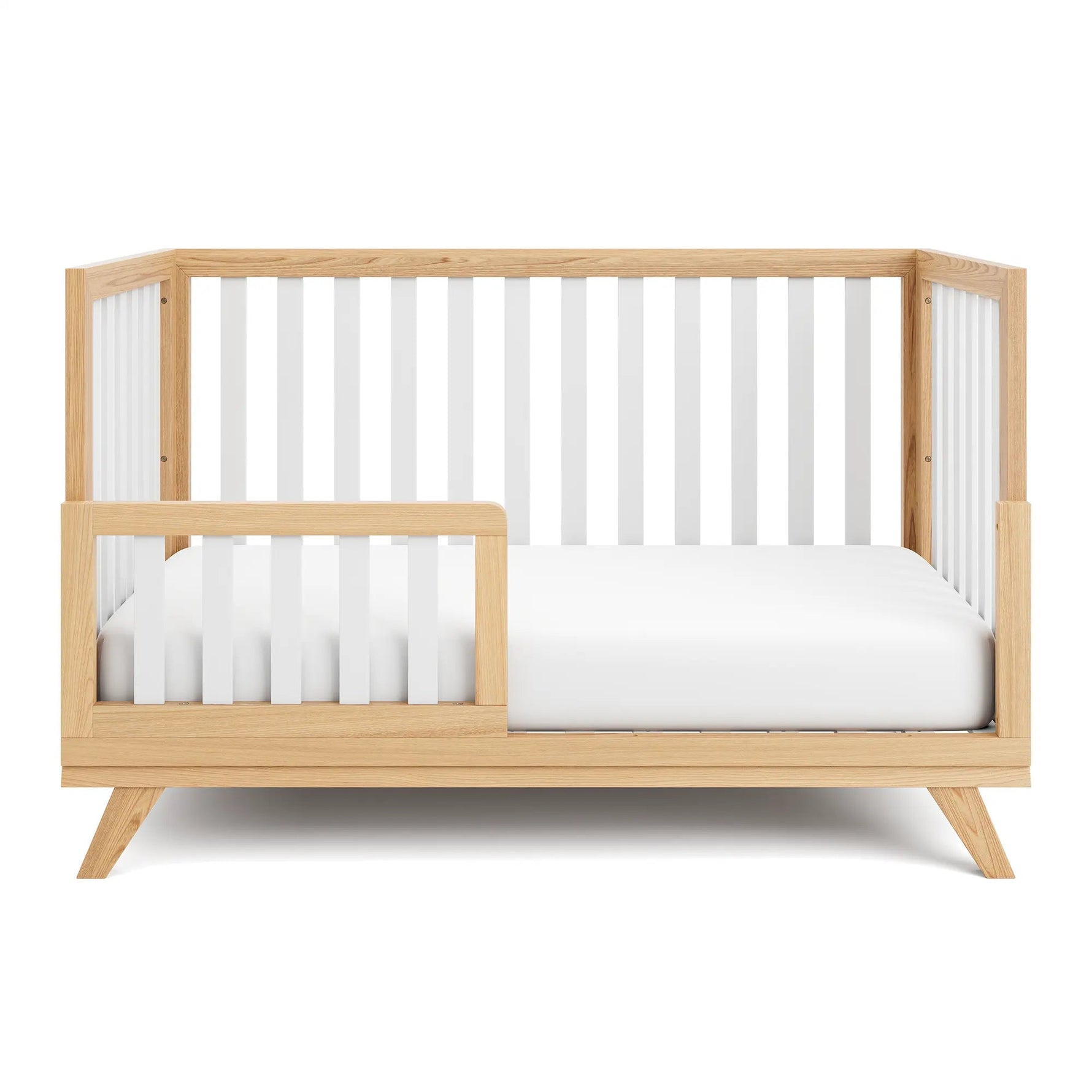 Comfy Cubs Crib Conversion Kit White Bars With Natural Wood Frame Comfy Cubs 