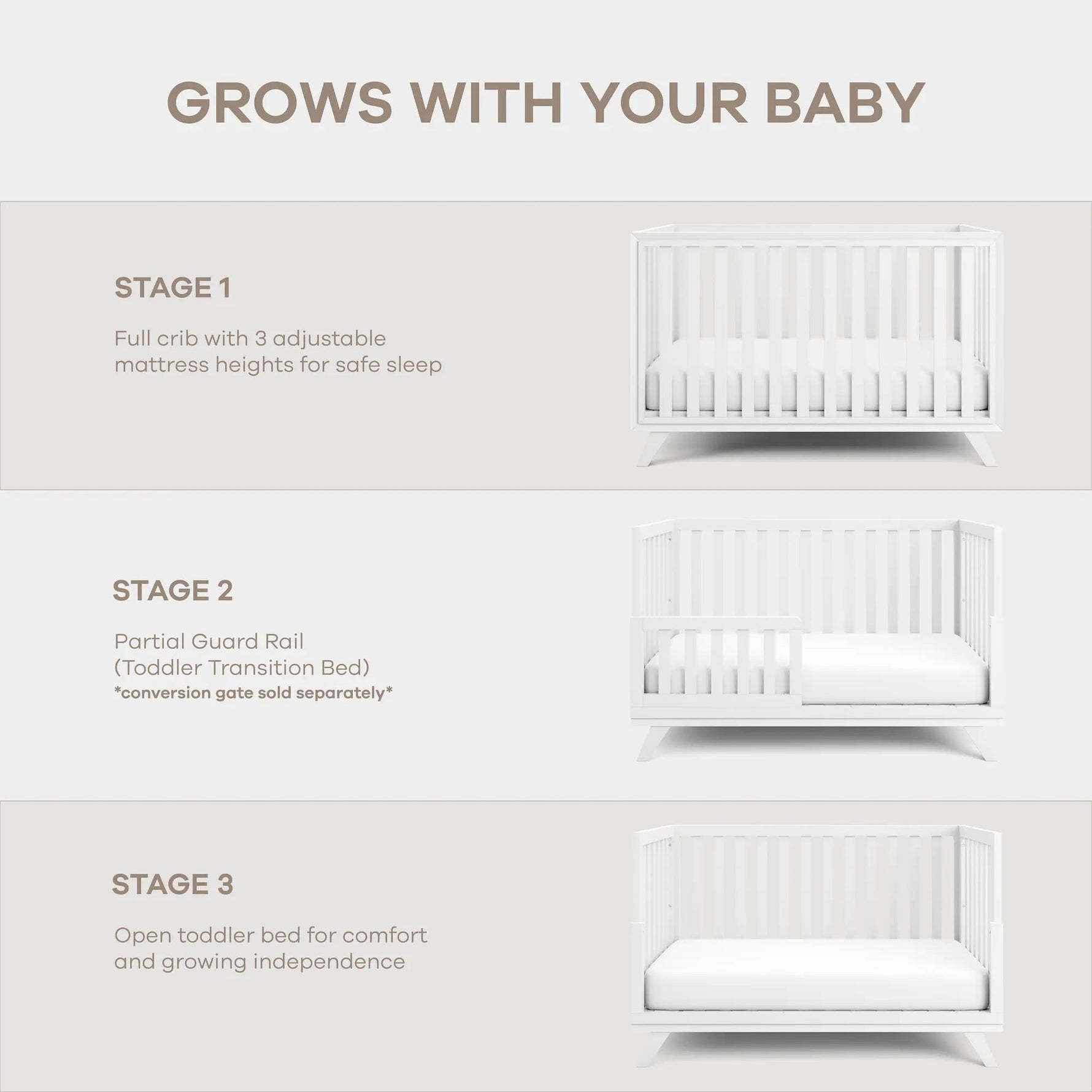 Comfy Cubs Crib Conversion Kit - White - 