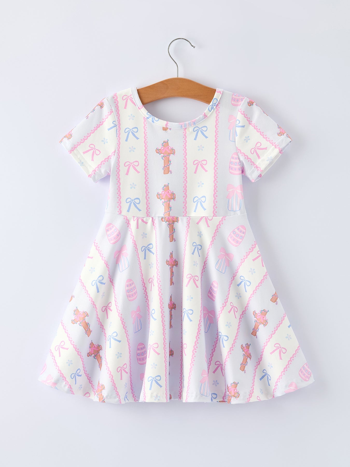 Rylee Faith Designs Cross Print Christening Girls Dress - 