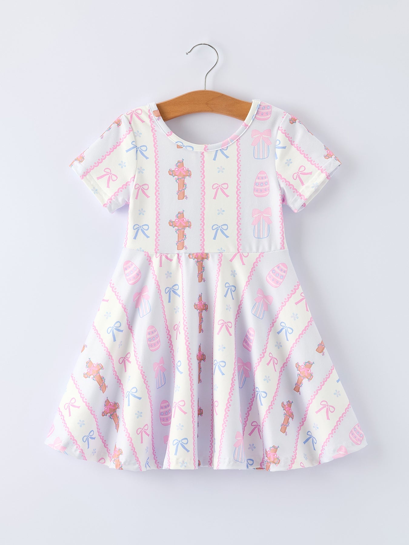 Rylee Faith Designs Cross Print Christening Girls Dress - 