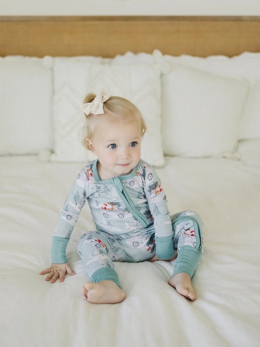 Little Joy Co. Cruisin to Christmas Bamboo Zippy Romper Festive Holiday - Everetts Place Boutique - 