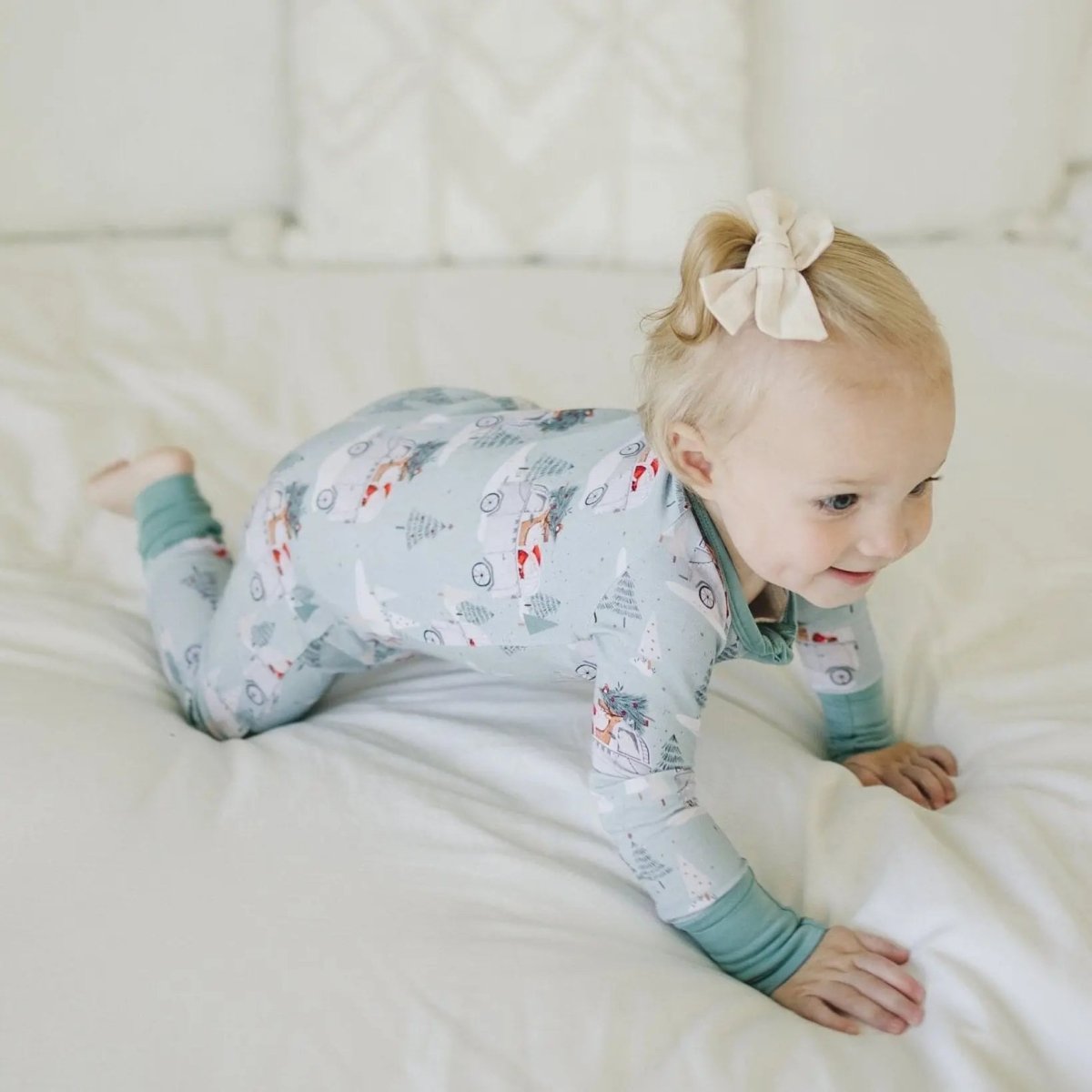 Little Joy Co. Cruisin to Christmas Bamboo Zippy Romper Festive Holiday - Everetts Place Boutique - 