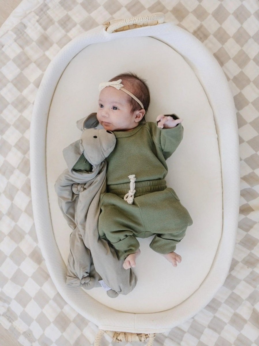 Little Joy Co. Cuddle Pup Bamboo Puppy Lovey Butterscotch Mint Olive - 