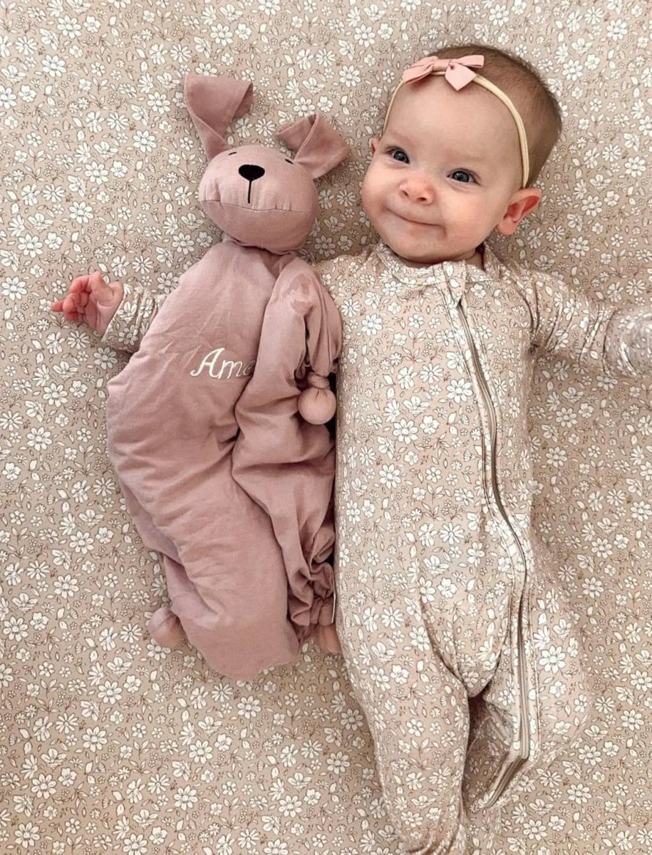 Little Joy Co. Cuddle Pup Bamboo Puppy Lovey Butterscotch Mint Olive - 