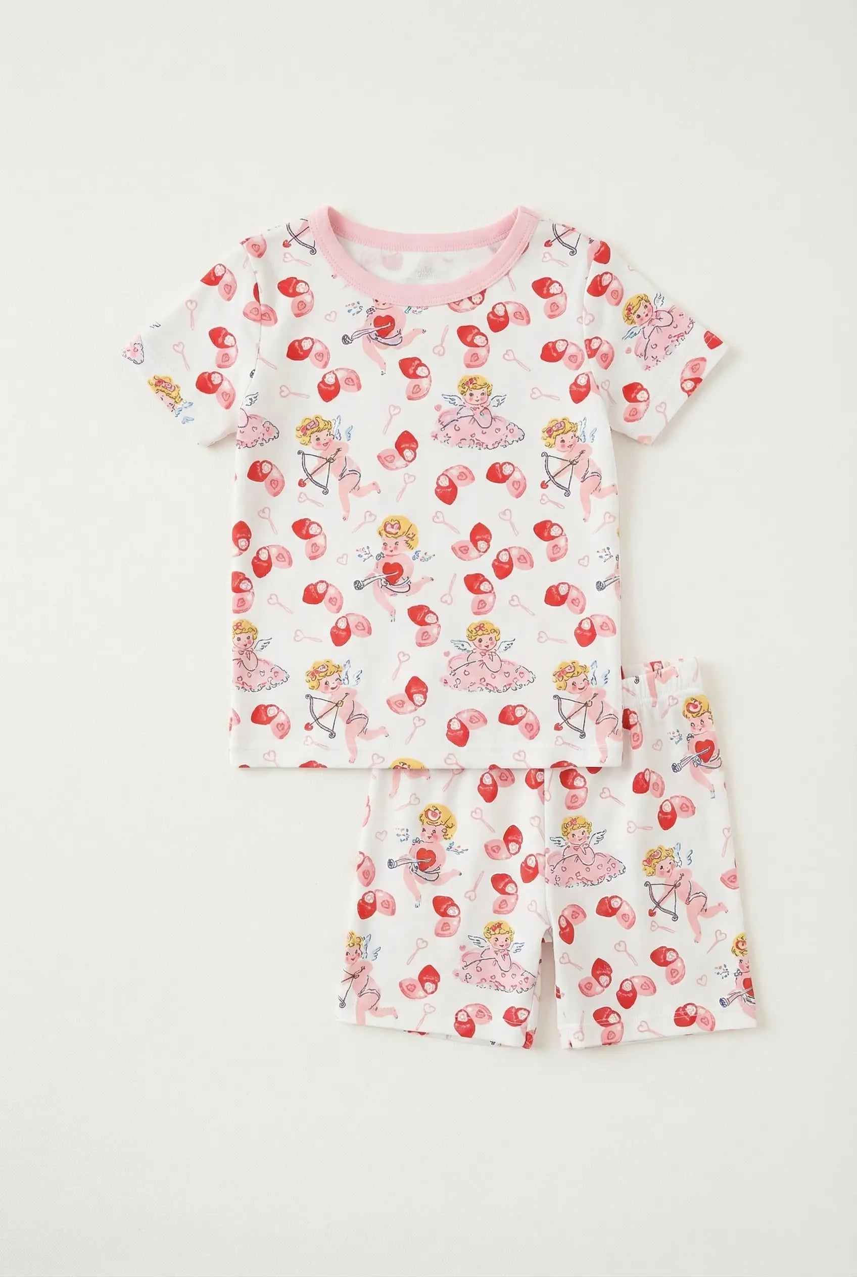 Bestaroo Cupids Bow Shorts Pajamas Set For Kids Bamboo Sleepwear - 