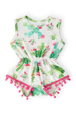 Cute Cactus Pom Pom Romper - Baby & Toddler Clothing, Pink, Textile, One-piece garment, Sleeveless shirt | Everetts Place