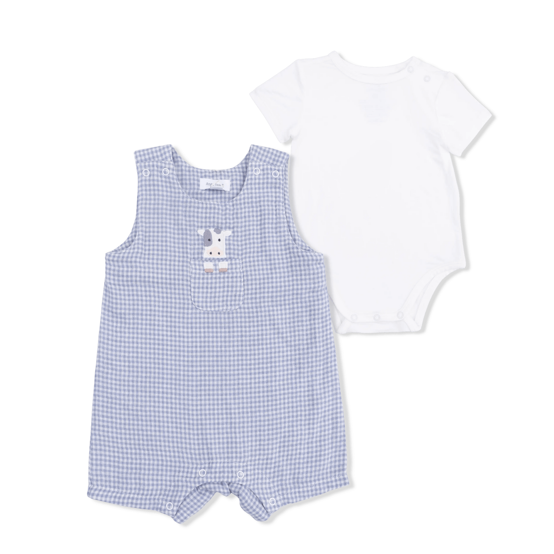 Angel Dear Cute Farm Animals Appliques - Jon Jon with Short Sleeve Bodysuit - 