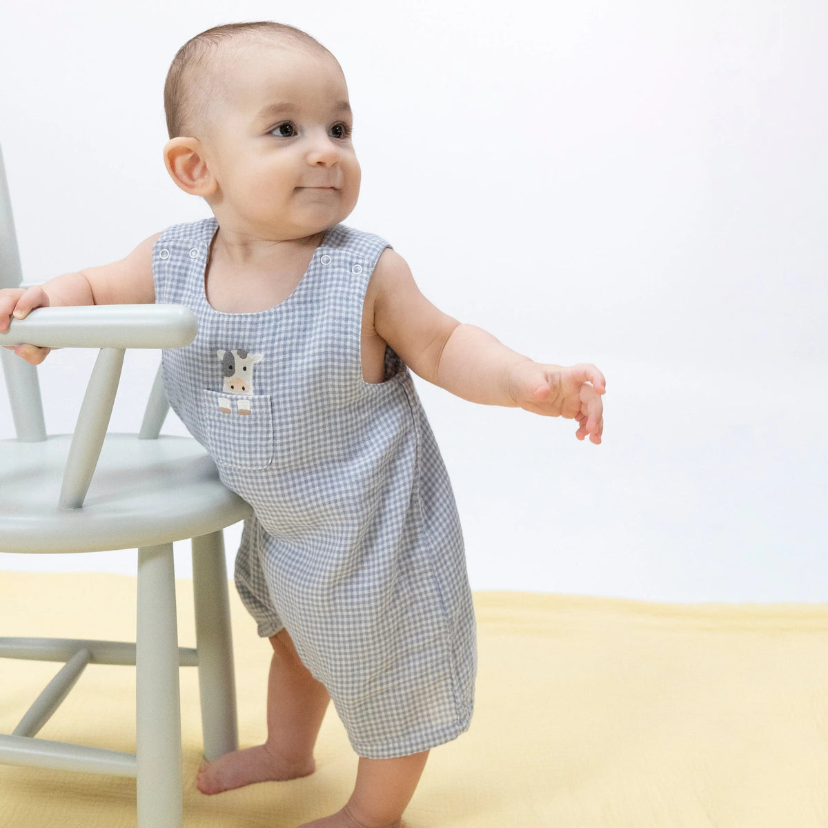 Angel Dear Cute Farm Animals Appliques - Jon Jon with Short Sleeve Bodysuit - 