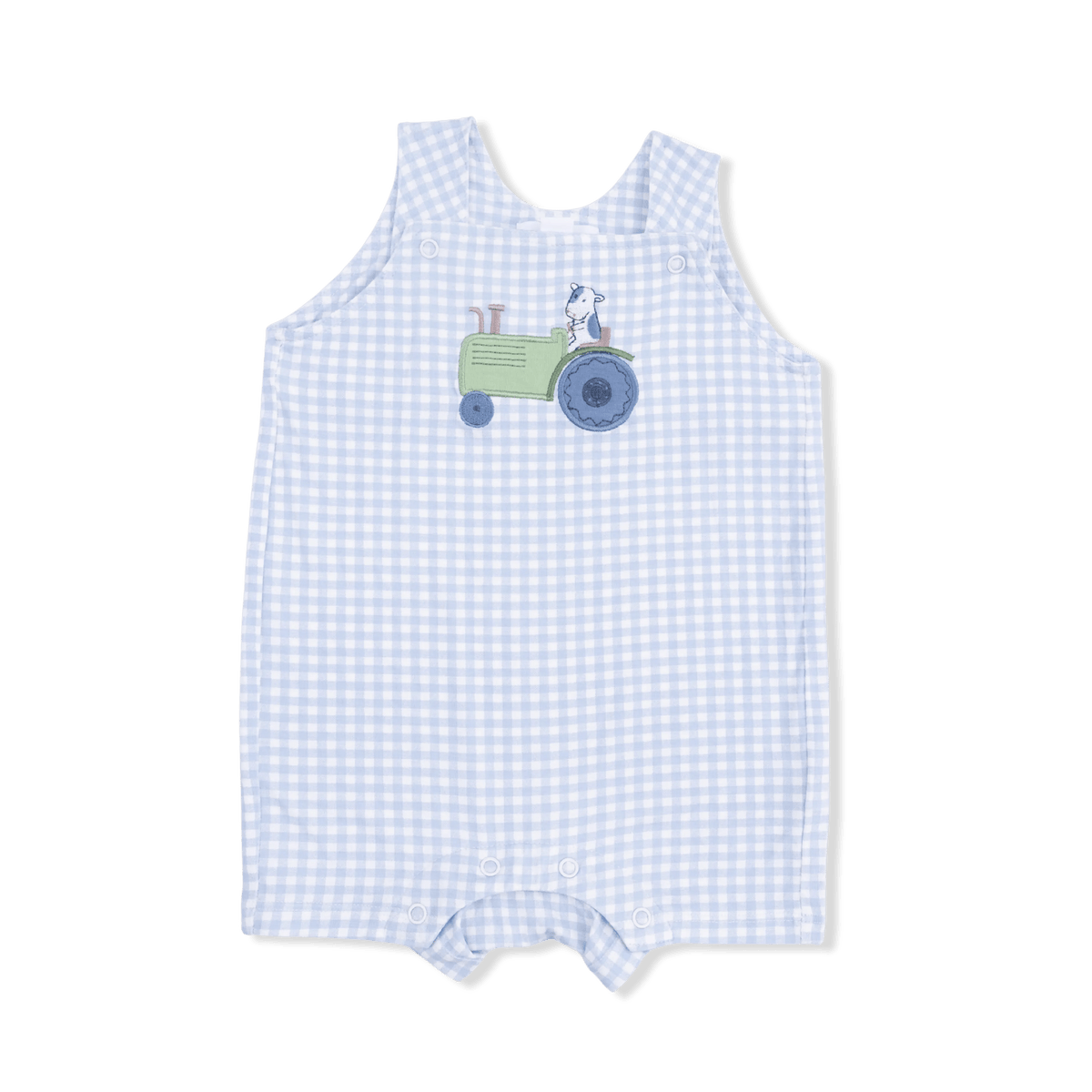 Angel Dear Cute Farm Animals Appliques - Overall Shortie with Short Sleeve Bodysuit - 