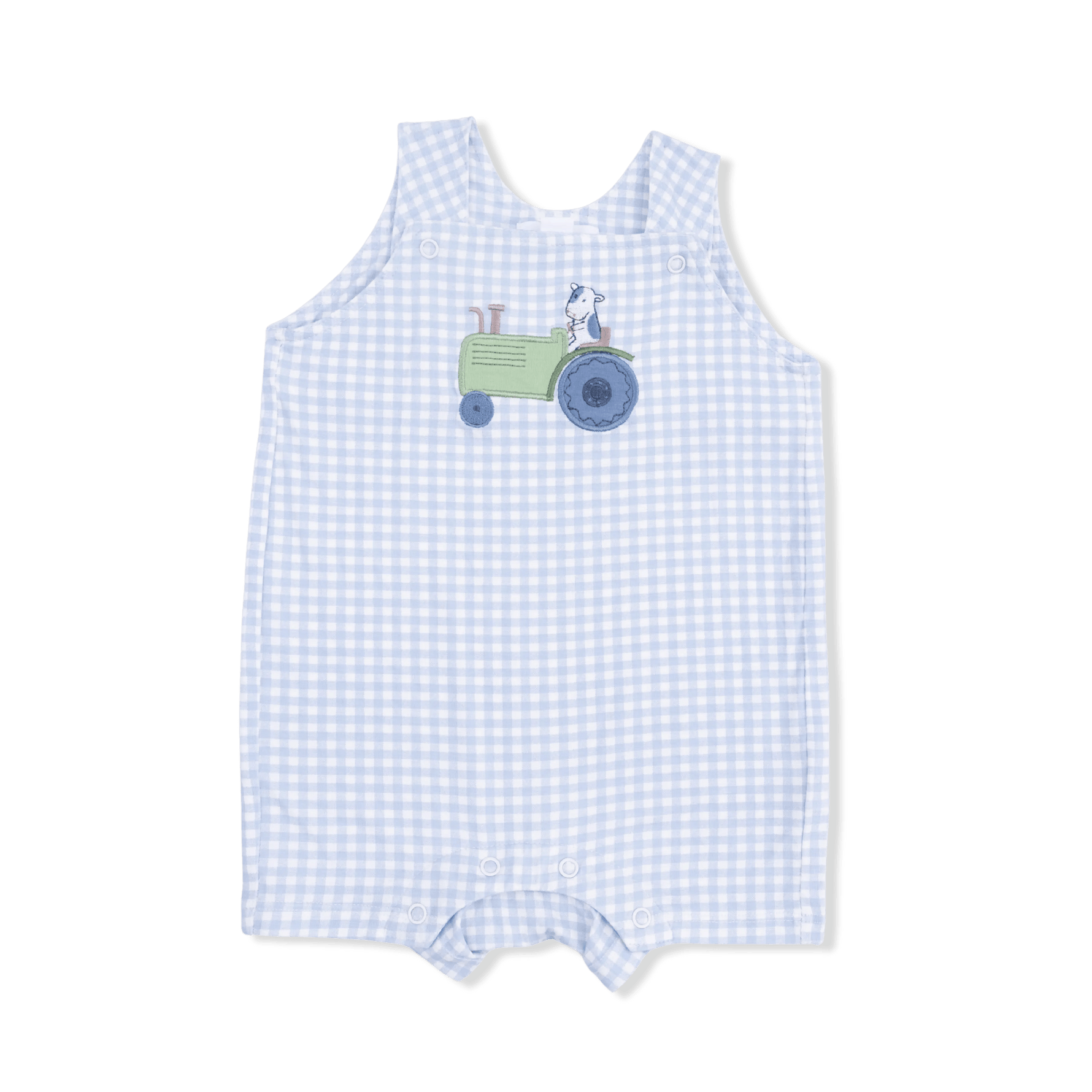 Angel Dear Cute Farm Animals Appliques - Overall Shortie with Short Sleeve Bodysuit - 