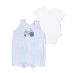 Angel Dear Cute Farm Animals Appliques - Overall Shortie with Short Sleeve Bodysuit - 