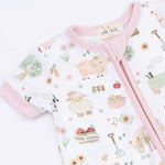 Angel Dear Cute Farm Animals Pink - Shortie 2 Way Zipper RomperEveretts Place