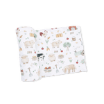 Angel Dear Cute Farm Animals Uni - 2 Way Zipper Footie, Swaddle & Bandana Bib Set - 